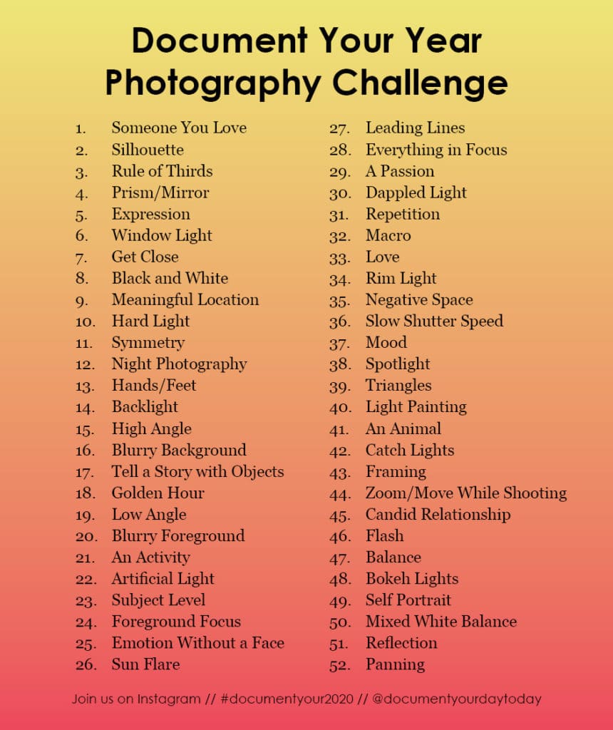 Document Your Year Photography Challenge Week 1 Document Your Day to Day